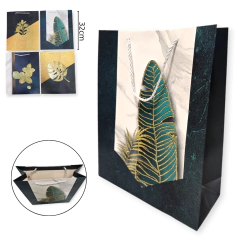Bolsa Papel Regalo Estampada Hojas 32x26x10