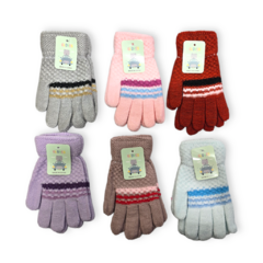 a Guante juvenil pack x12 unidades rayado combinado varios colores abrigo invierno en internet