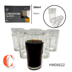 Vasos Vidrio Alto Varios Diseños Agua Jugo X6 Unidades Bazar en internet