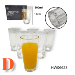 Vasos Vidrio Alto Varios Diseños Agua Jugo X6 Unidades Bazar - pachos