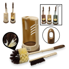 Set Escobilla Inodoro Cepillo Doble Plastico Deco Hogar Baño