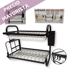 Secaplatos Escurridor Acero Inoxidable 2 Piso Bandeja