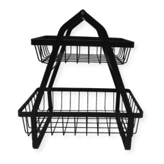 Frutera Contenedor Acero Inoxidable Doble Piso Organizador - Pachos