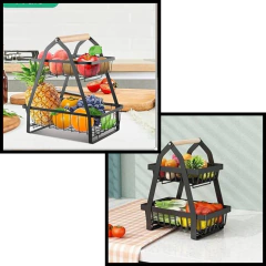 Imagen de Frutera Contenedor Acero Inoxidable Doble Piso Organizador