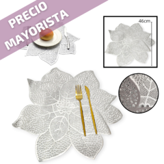 Individuales Individual Mesa Metalizado Pvc Mantel Carpetita flor