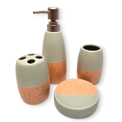 Set Baño X4 Piezas Dispenser Jabonera Porta Cepillo Ceramica - comprar online