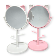 Espejo Diseño Orejitas Gatito Redondo Mesa Maquillaje Regaleria - comprar online