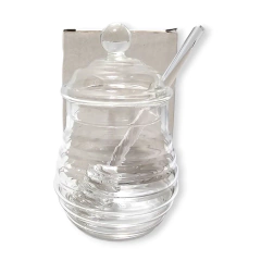 Vidrio Mielera Frasco Tarro Vidrio Cuchara Contenedor Miel Bazar - comprar online