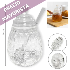 Vidrio Mielera Frasco Tarro Vidrio Cuchara Contenedor Miel Bazar - comprar online