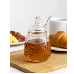 Imagen de Vidrio Mielera Frasco Tarro Vidrio Cuchara Contenedor Miel Bazar
