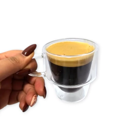 Vidrio Taza Jarro Cafe Te Doble Pared Manija Bazar