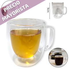 Vidrio Taza Jarro Cafe Te Doble Pared Manija Bazar - comprar online