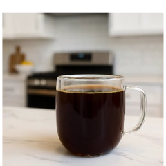 Imagen de Vidrio Taza Jarro Cafe Te Doble Pared Manija Bazar