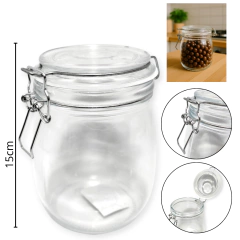 Frasco Vidrio cierre Hermético redondo Tapa Cocina bazar - comprar online