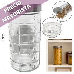 Vidrio Frasco Hermético Labrado Tapa rosca Cocina Bazar - comprar online