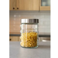 Vidrio Frasco Hermético Labrado Tapa rosca mediano Cocina Bazar