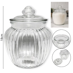 Frasco Vidrio Hermético Grande Labrado caramelero Cocina - comprar online