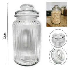 Frasco Vidrio Hermético 1000 ml Labrado caramelero Cocina - comprar online