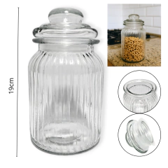 Frasco Vidrio Hermético 800 ml Labrado caramelero Cocina - comprar online