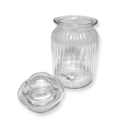 Frasco Vidrio Hermético 800 ml Labrado caramelero Cocina - Pachos