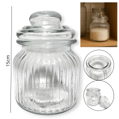 Frasco Vidrio Hermético 500 ml Labrado caramelero Cocina - comprar online