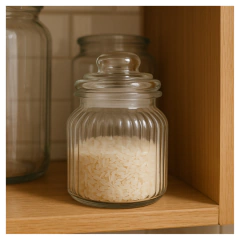 Frasco Vidrio Hermético 500 ml Labrado caramelero Cocina - tienda online