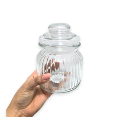 Frasco Vidrio Hermético 500 ml Labrado caramelero Cocina - comprar online