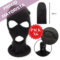 Gorro Pasamontaña x6 mayorista Negro Adulto Lana Invierno - comprar online