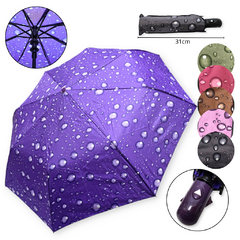 Paraguas Corto Mini semi Automático Gotas Reforzado Lluvia