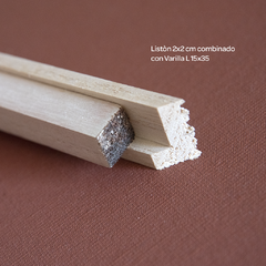 Listón 2x2 cm / x 2 metros para armar bastidor - comprar online