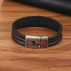 Pulseira Masculina Couro Estilo Clássico 3 Vias - comprar online