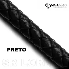Pulseira Masculina Couro Legitimo Duplo Trançado e Aço Inox - comprar online