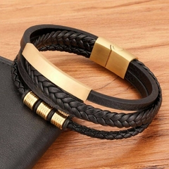 Imagem do Pulseira Masculina Senior de Couro e Fecho Magnético