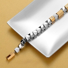 Pulseira Masculina de Pedra Hematita Prata Executiva Luxo - loja online