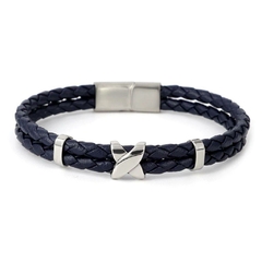 Pulseira Masculina de Couro Duplo X - loja online