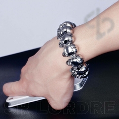 Pulseira Masculina Caveiras Aço Inox Premium - Pulseiras e Acessórios Masculino | Sr Lordre