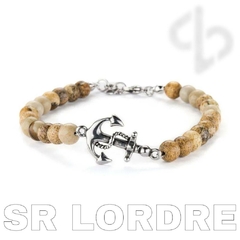 Pulseira de Pedras Naturais Âncora Aço Inoxidável 6mm - Pulseiras e Acessórios Masculino | Sr Lordre