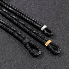 Imagem do Pulseira Masculina Dupla Trançada Cruz de Couro e Aço Inox