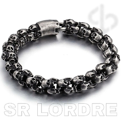 Pulseira Masculina Caveiras Aço Inox - Pulseiras e Acessórios Masculino | Sr Lordre