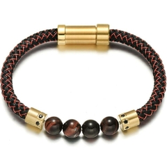PULSEIRA SOCIAL DE PEDRA MALHA DE AÇO INOX LUXO