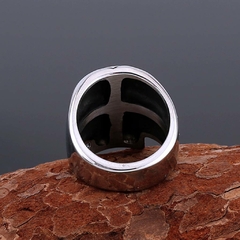 Anel de Caveira Masculino Cruz Viking Aço Inox - Pulseiras e Acessórios Masculino | Sr Lordre