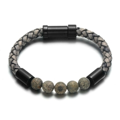 Pulseira Masculina Elegrand de Couro Legitimo e Aço Inox Luxo na internet