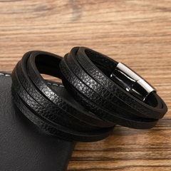 Pulseira Masculina couro Clássica Premium - comprar online