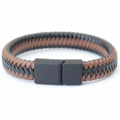 Pulseira de Couro Trançado Fecho Magnético