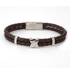 Imagem do Pulseira Masculina de Couro Duplo X