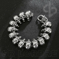 Pulseira Masculina Caveiras Aço Inox Premium na internet