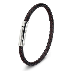Imagem do Pulseira Masculina Style de Couro Fecho Aço Inox