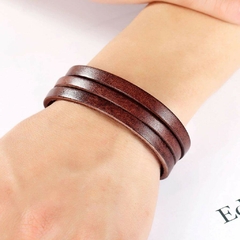 Pulseira Masculina Couro Estilo Clássico 3 Vias - Pulseiras e Acessórios Masculino | Sr Lordre