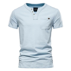 Camiseta Masculina Manga Curta Henley Premium - comprar online