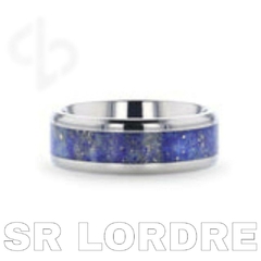 Aliança em Tungstênio e Pedra Lápis Lazúli 8mm - comprar online